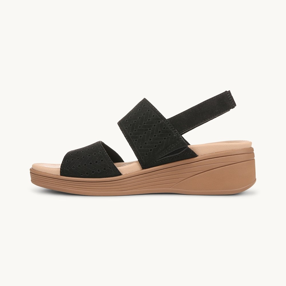LifeStride Festive Slingback Wedge Sandal - Black Stretch Fabric