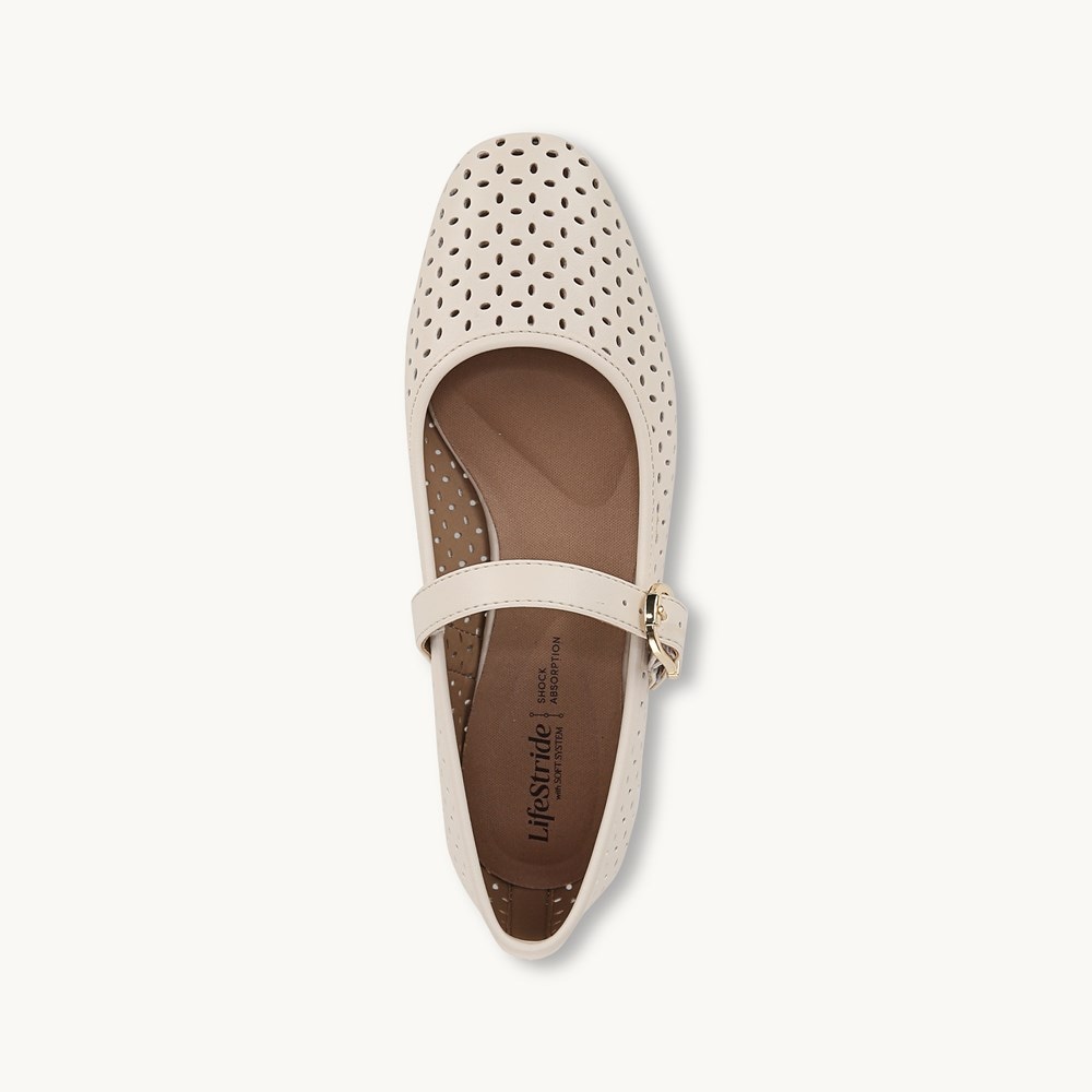 LifeStride Cameo 3 Mary Jane Flat - Cream Faux Leather