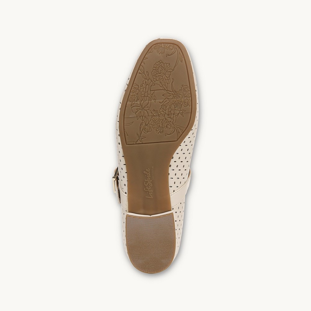 LifeStride Cameo 3 Mary Jane Flat - Cream Faux Leather