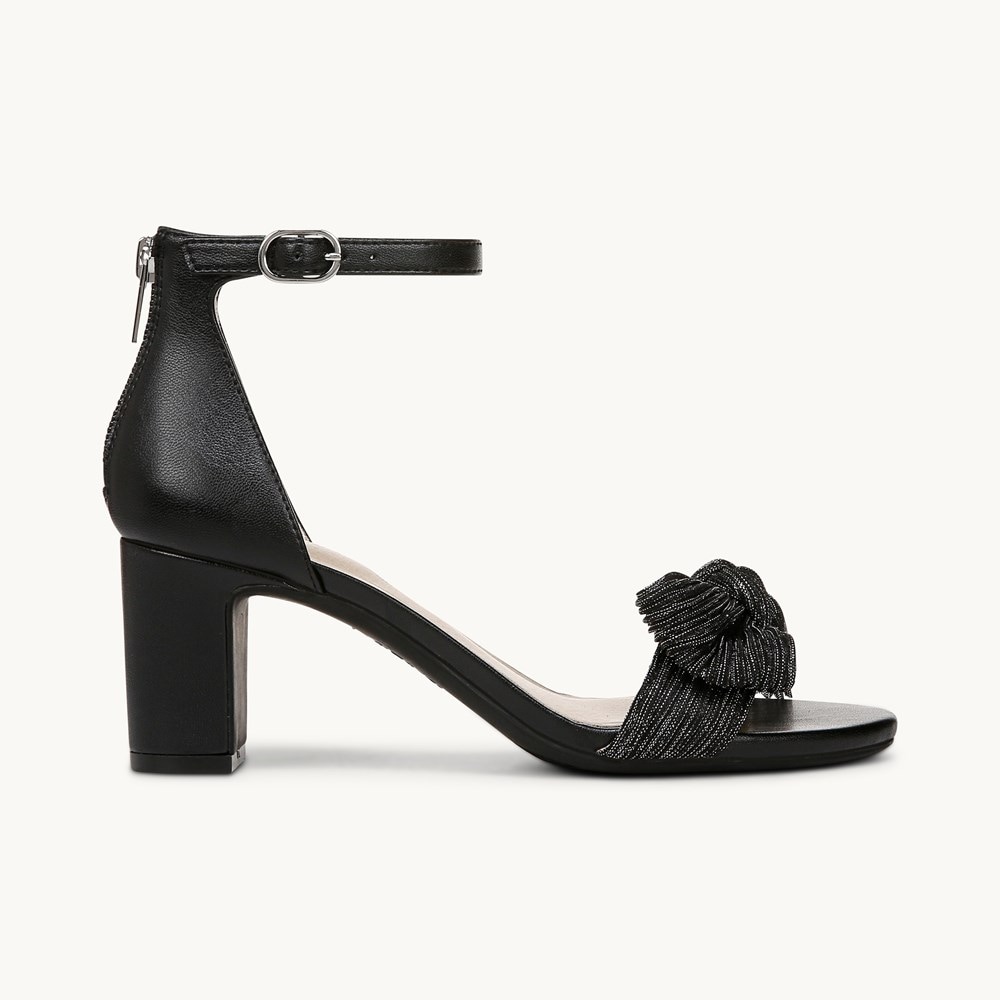 LifeStride Florence Bow Dress Sandal - Black Faux Leather