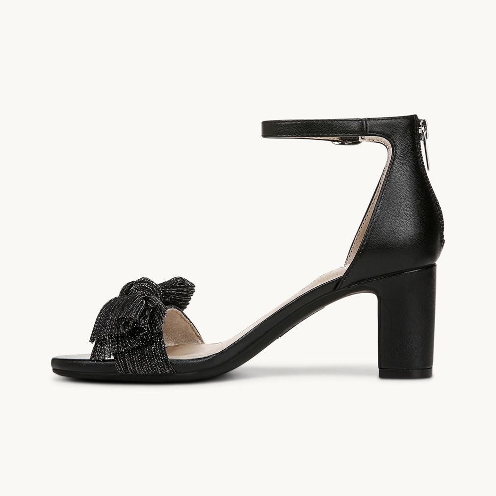 LifeStride Florence Bow Dress Sandal - Black Faux Leather