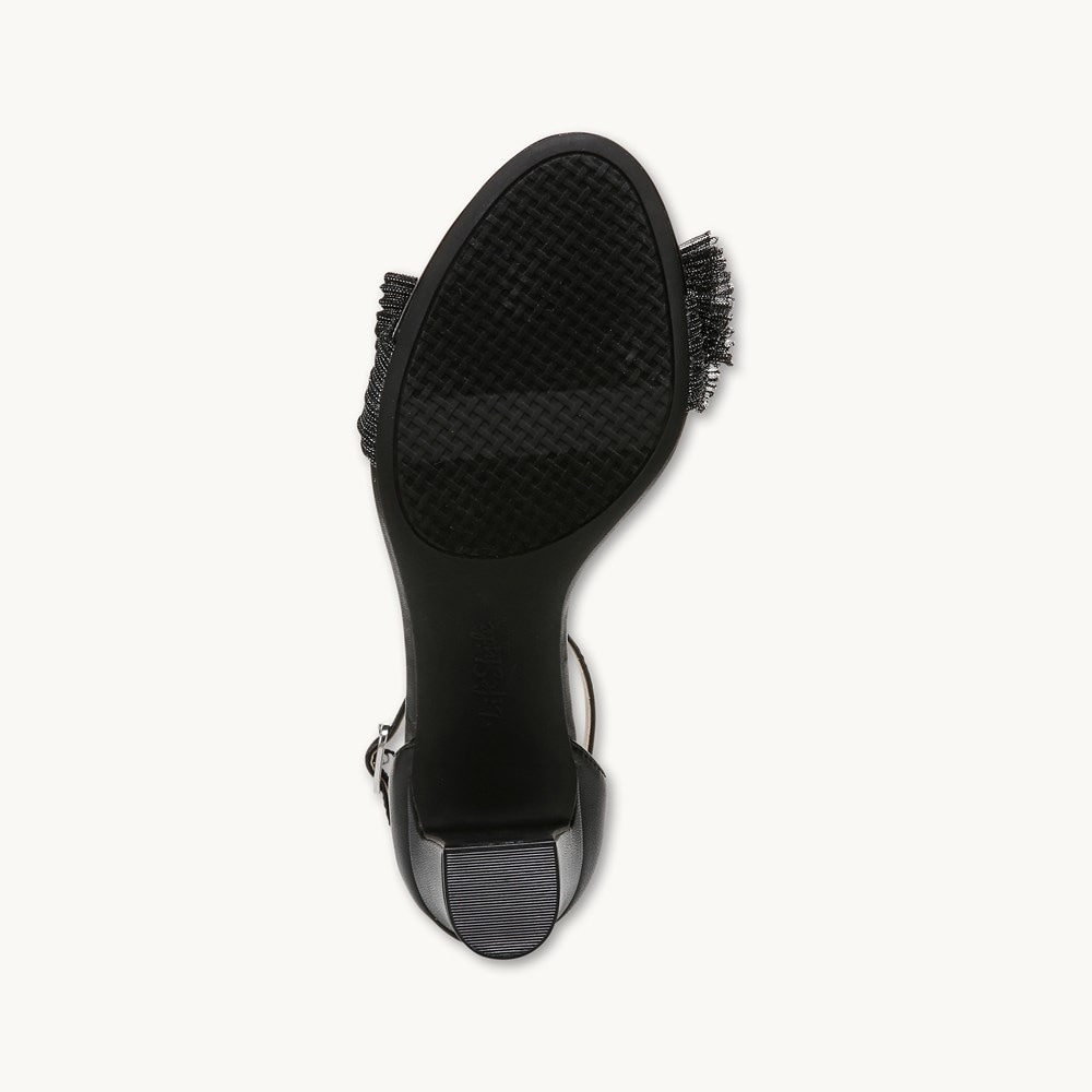 LifeStride Florence Bow Dress Sandal - Black Faux Leather