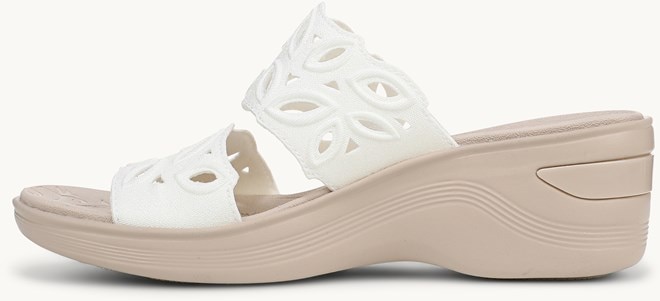 LifeStride Delight Wedge Sandal - Bright White Shimmer Fabric