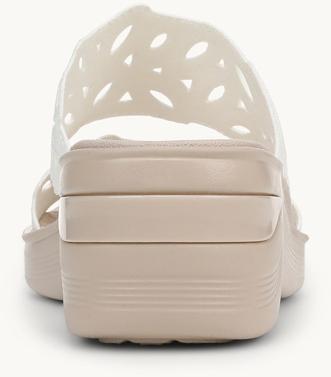 LifeStride Delight Wedge Sandal - Bright White Shimmer Fabric