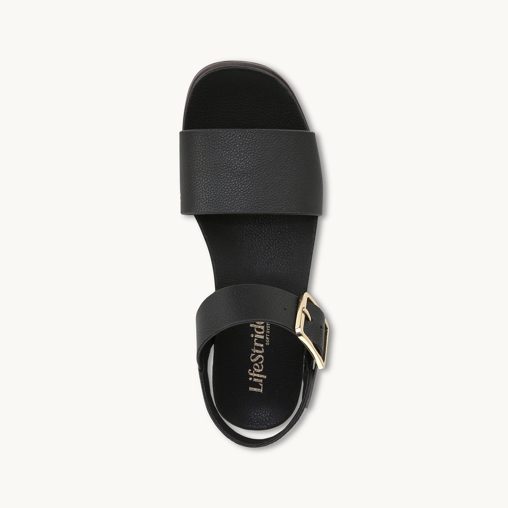 LifeStride Gillian Sandal - Black Faux Leather