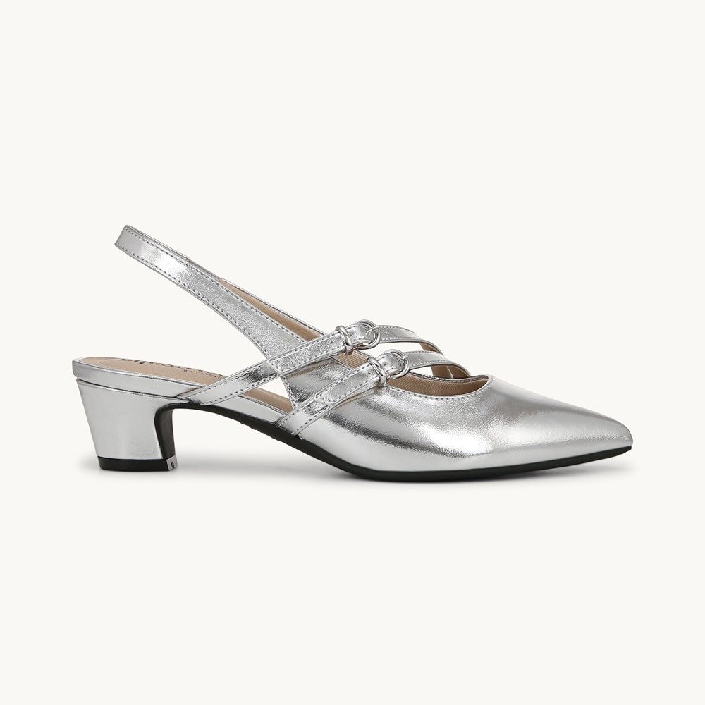 LifeStride Monique Slingback - Silver Faux Leather