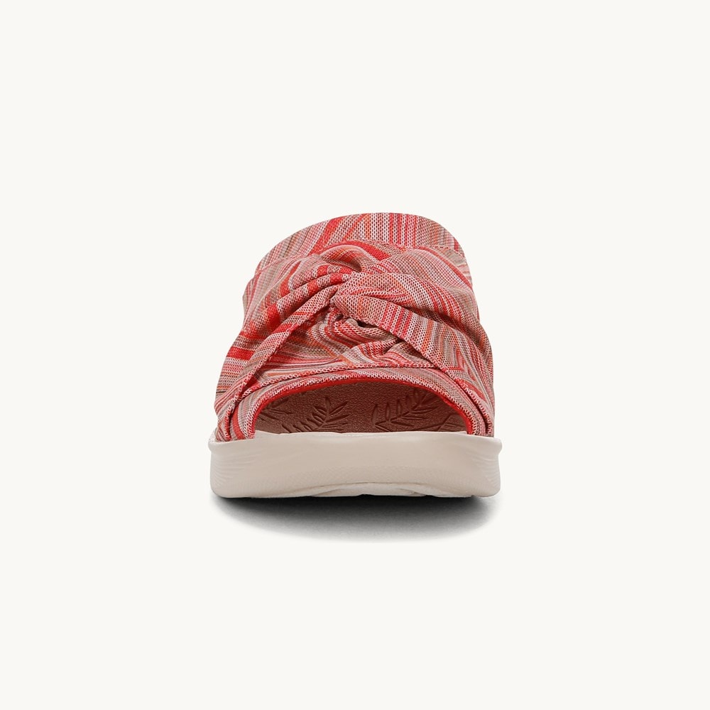 LifeStride Smile 3 Wedge Sandal - Coral Stripe Stretch Fabric