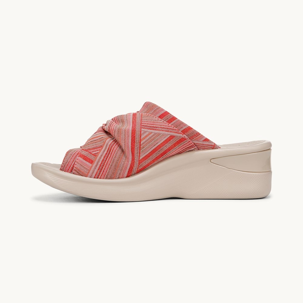 LifeStride Smile 3 Wedge Sandal - Coral Stripe Stretch Fabric