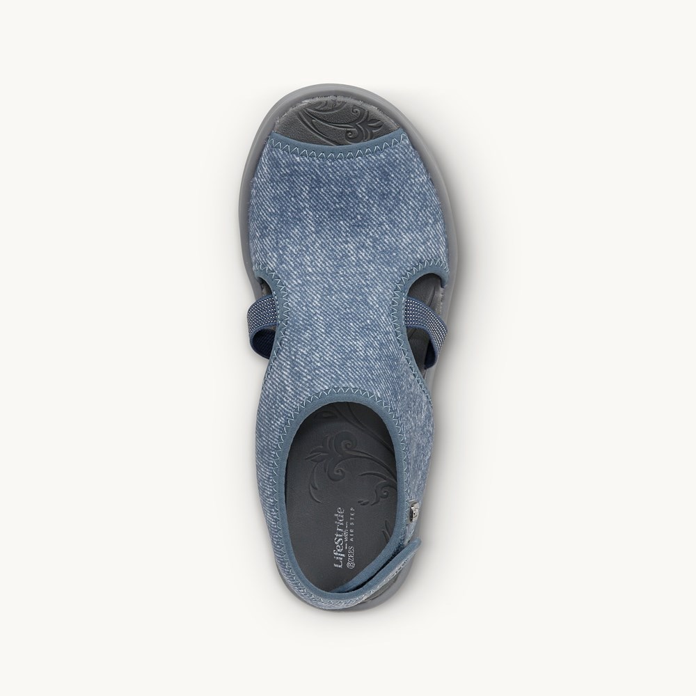 LifeStride Dream Wedge Sandal - Washed Denim Fabric