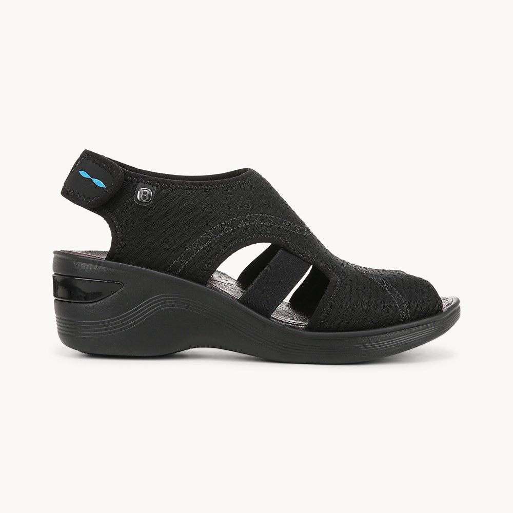 LifeStride Dream Wedge Sandal - Black Fabric