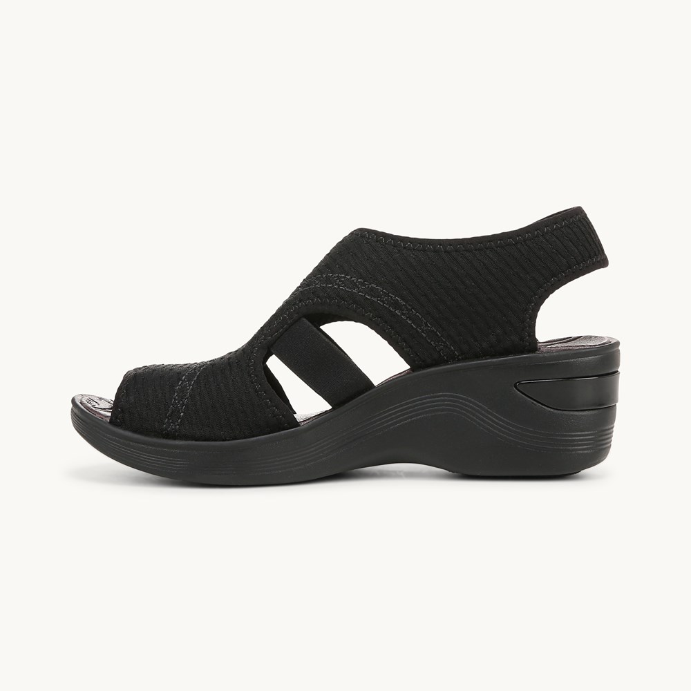 LifeStride Dream Wedge Sandal - Black Fabric