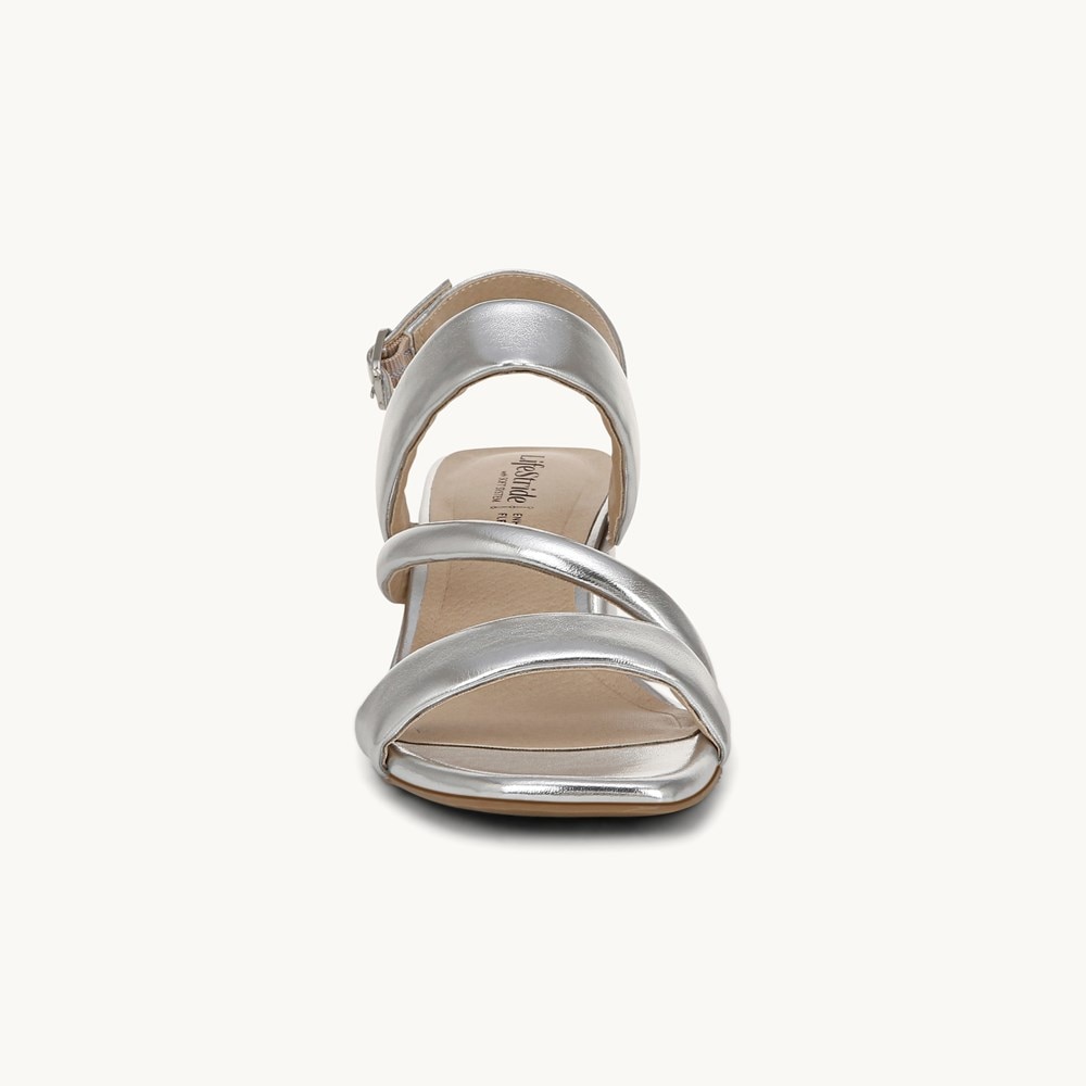 LifeStride Celia Strappy Sandal - Silver Faux Leather