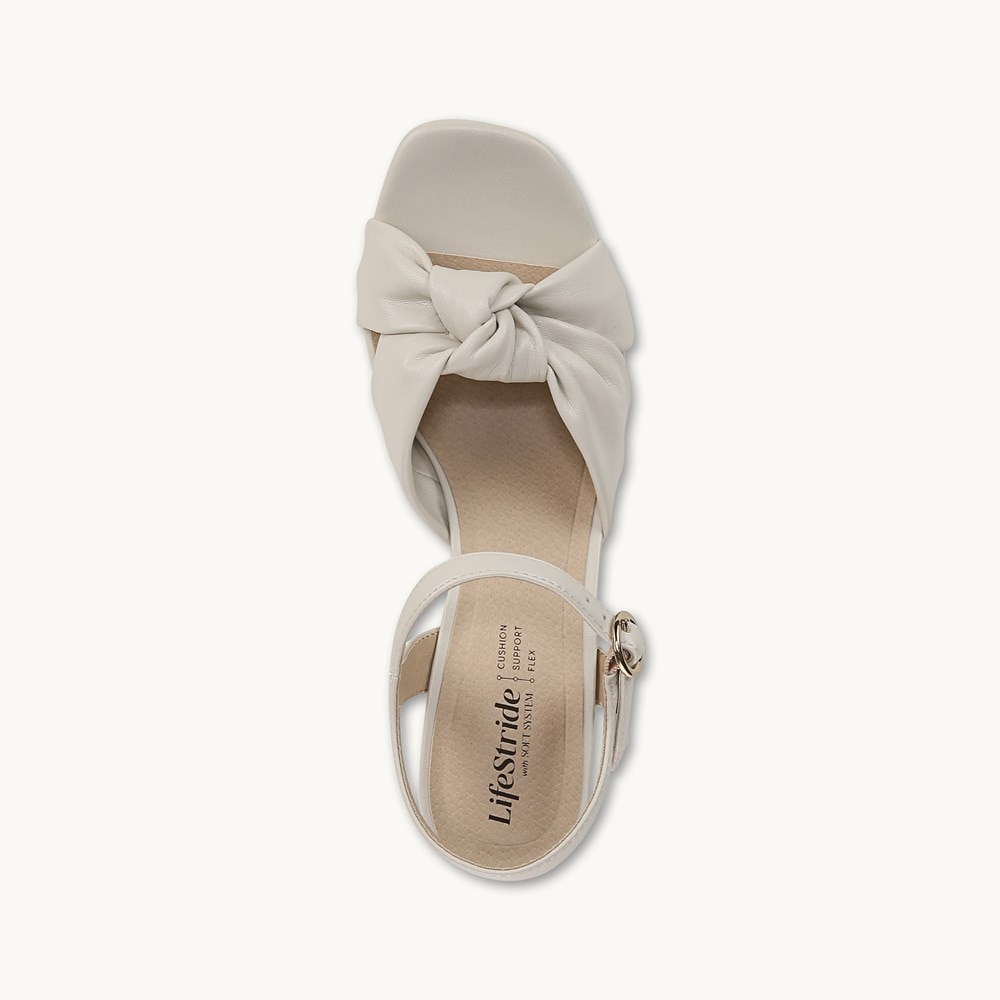 LifeStride August Dress Sandal - Bone Faux Leather