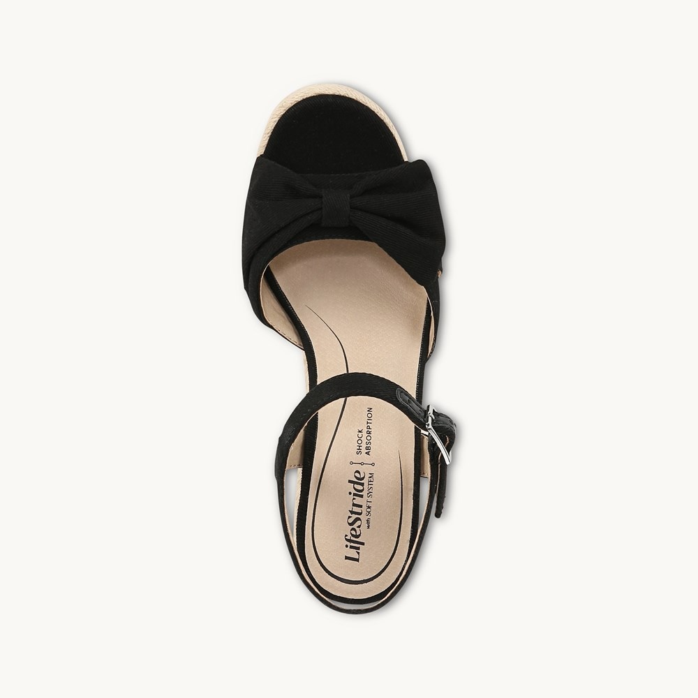 LifeStride Tahlia Wedge Dress Sandal - Black Fabric