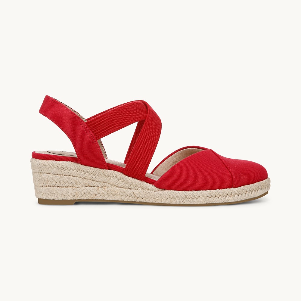 LifeStride Kimball Espadrille Wedge - Fire Red Fabric