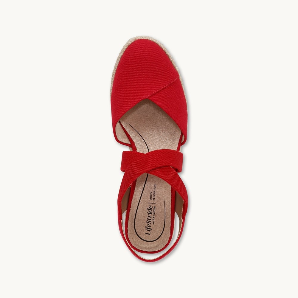LifeStride Kimball Espadrille Wedge - Fire Red Fabric