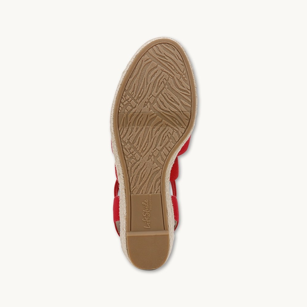 LifeStride Kimball Espadrille Wedge - Fire Red Fabric