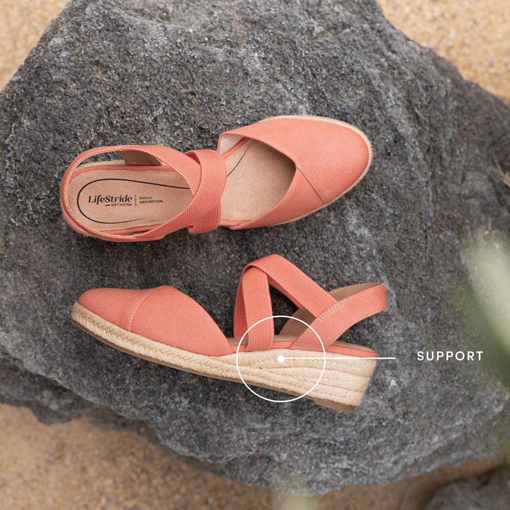 LifeStride Kimball Espadrille Wedge - Fire Red Fabric