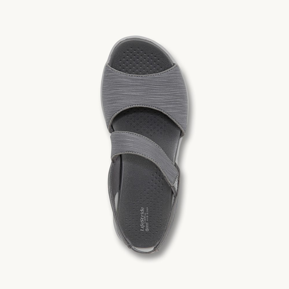 LifeStride Cheerful Strappy Sandal - Graphite Waxy Fabric
