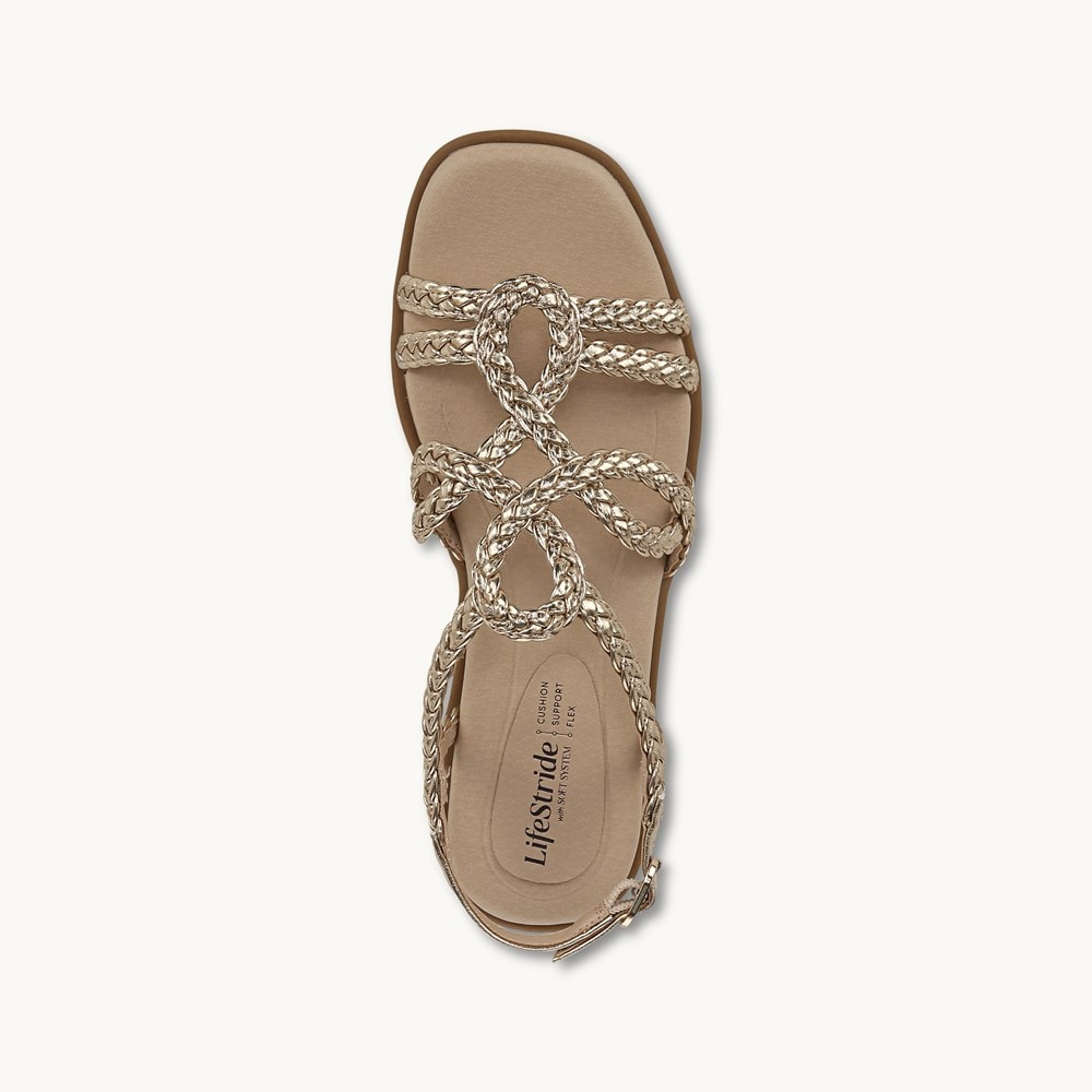 LifeStride Reagan Strappy Sandal - Gold Faux Leather