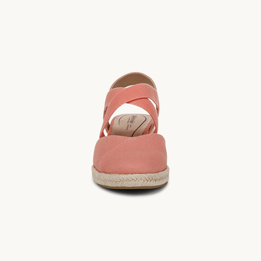 LifeStride Kimball Espadrille Wedge - Coral Pink Fabric
