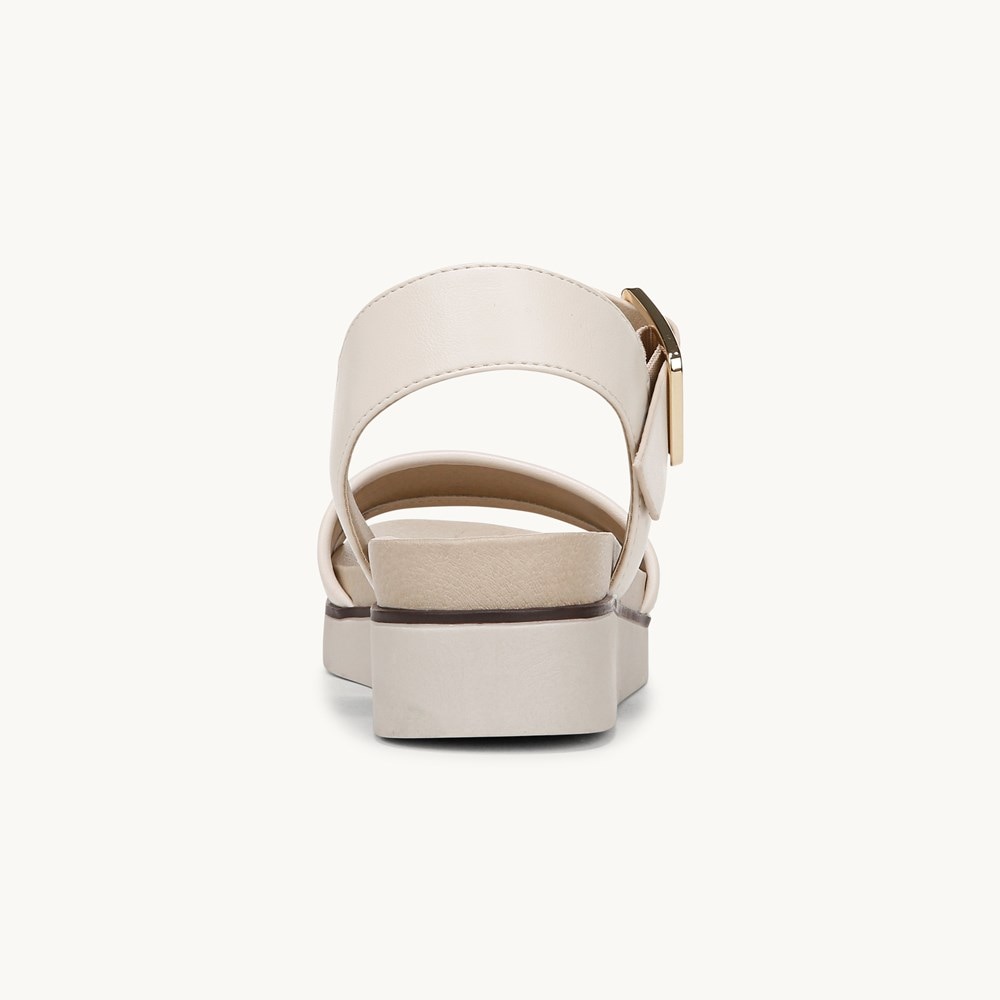 LifeStride Gillian 2 Strappy Sandal - Creme Beige Faux Leather