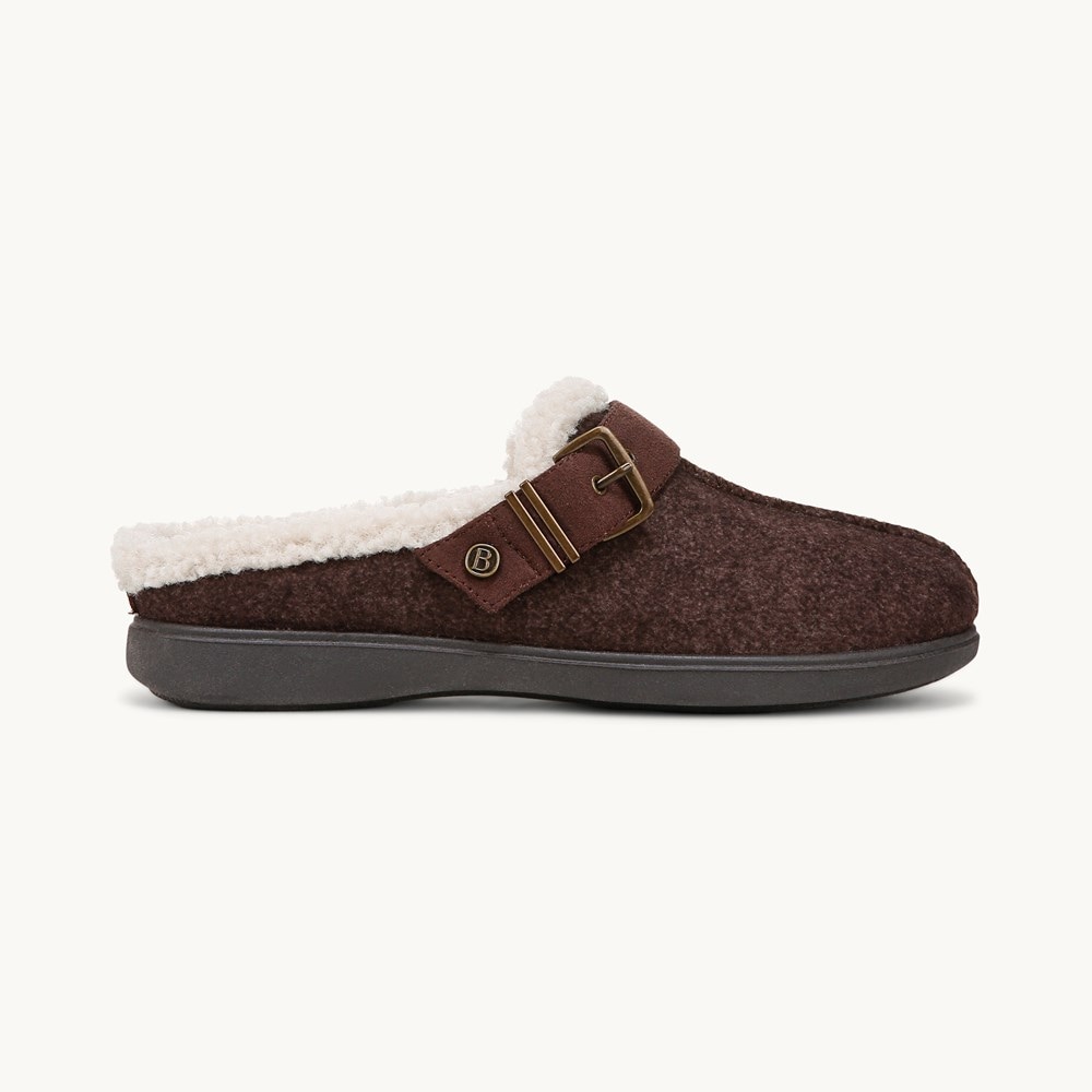 LifeStride Eternity Clog - Dark Brown Fleece Fabric