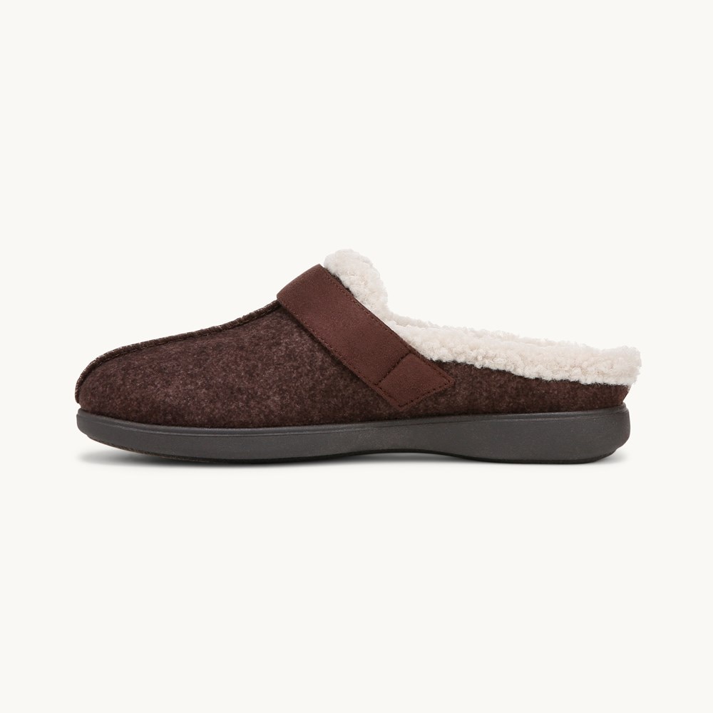 LifeStride Eternity Clog - Dark Brown Fleece Fabric