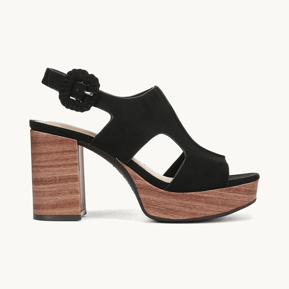 LifeStride Audra Block Heel Sandal - Black Fabric