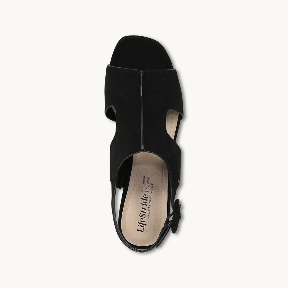 LifeStride Audra Block Heel Sandal - Black Fabric