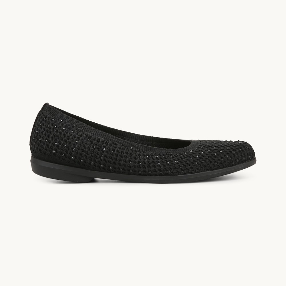 LifeStride Kallie Ballet Flat - Black Knit Fabric