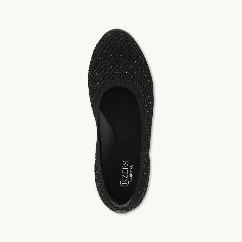 LifeStride Kallie Ballet Flat - Black Knit Fabric