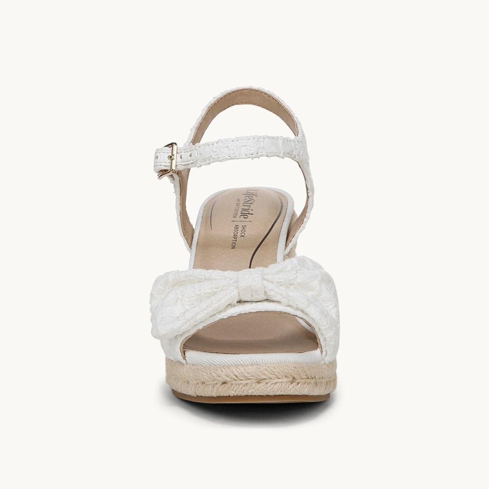 LifeStride Tahlia Wedge Dress Sandal - White Fabric