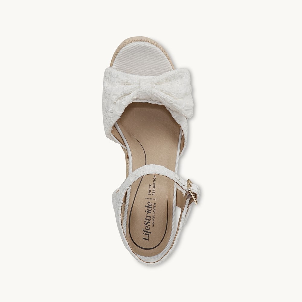 LifeStride Tahlia Wedge Dress Sandal - White Fabric