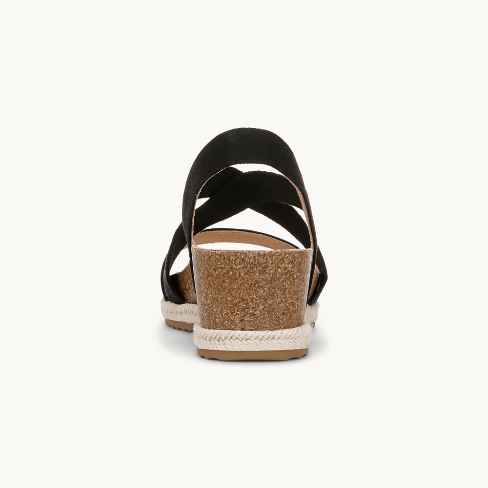 LifeStride Breeze Strappy Wedge Sandal - Black Fabric