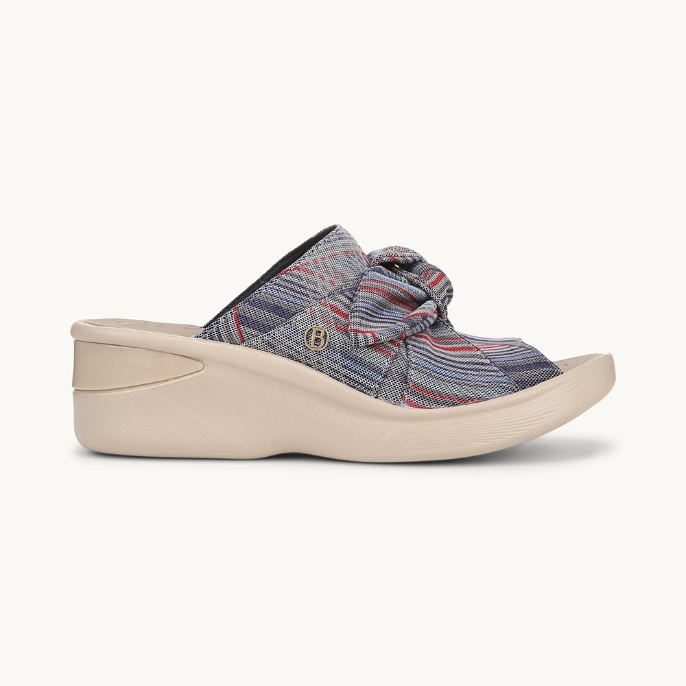 LifeStride Smile Wedge Sandal - Bright Multi Stripe Mesh Fabric