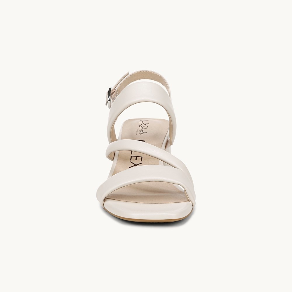 LifeStride Celia Strappy Sandal - Bone White Faux Leather