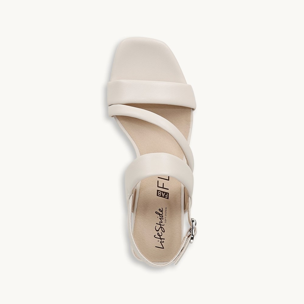 LifeStride Celia Strappy Sandal - Bone White Faux Leather