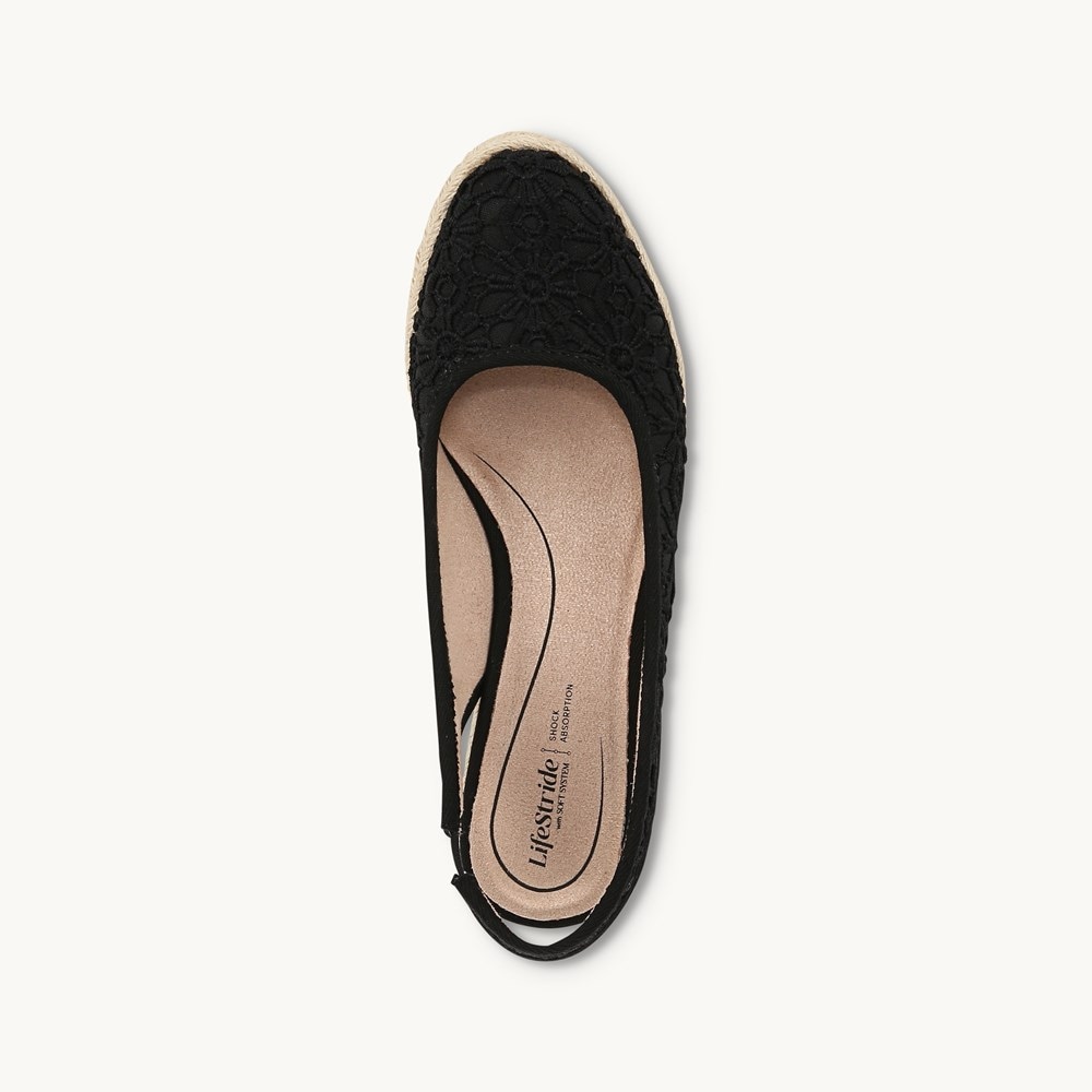 LifeStride Kayden Espadrille Wedge - Black Fabric