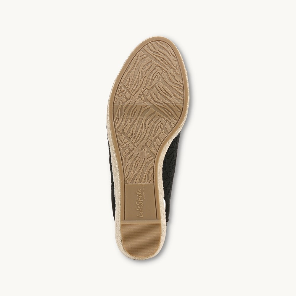LifeStride Kayden Espadrille Wedge - Black Fabric