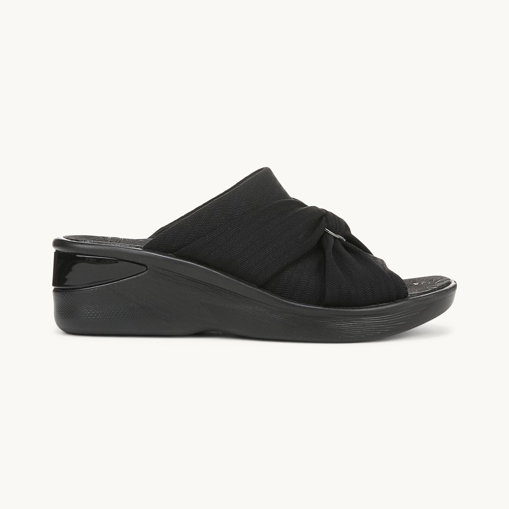 LifeStride Serenade Slide Wedge Sandal - Black Fabric