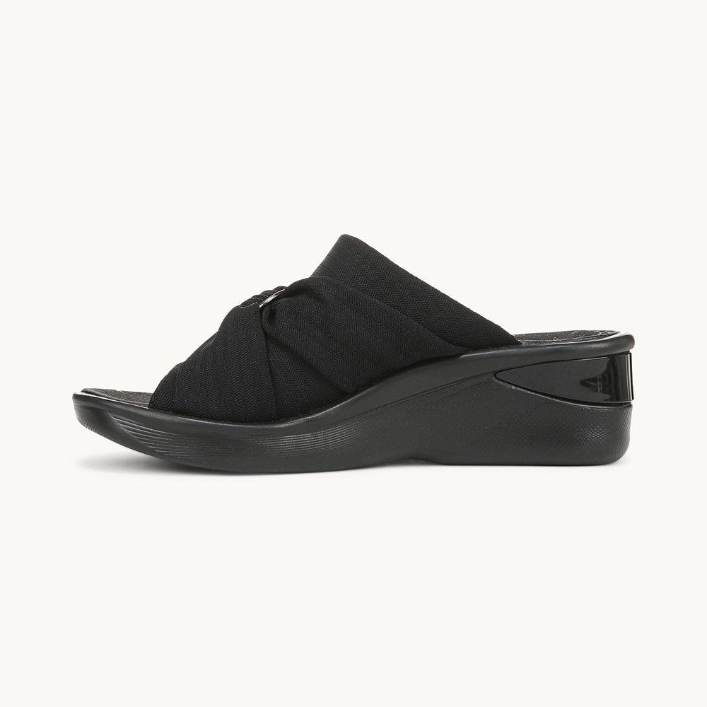 LifeStride Serenade Slide Wedge Sandal - Black Fabric
