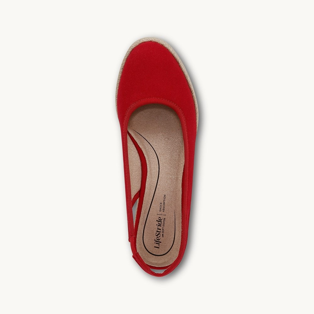 LifeStride Kayden Espadrille Wedge - Fire Red Fabric