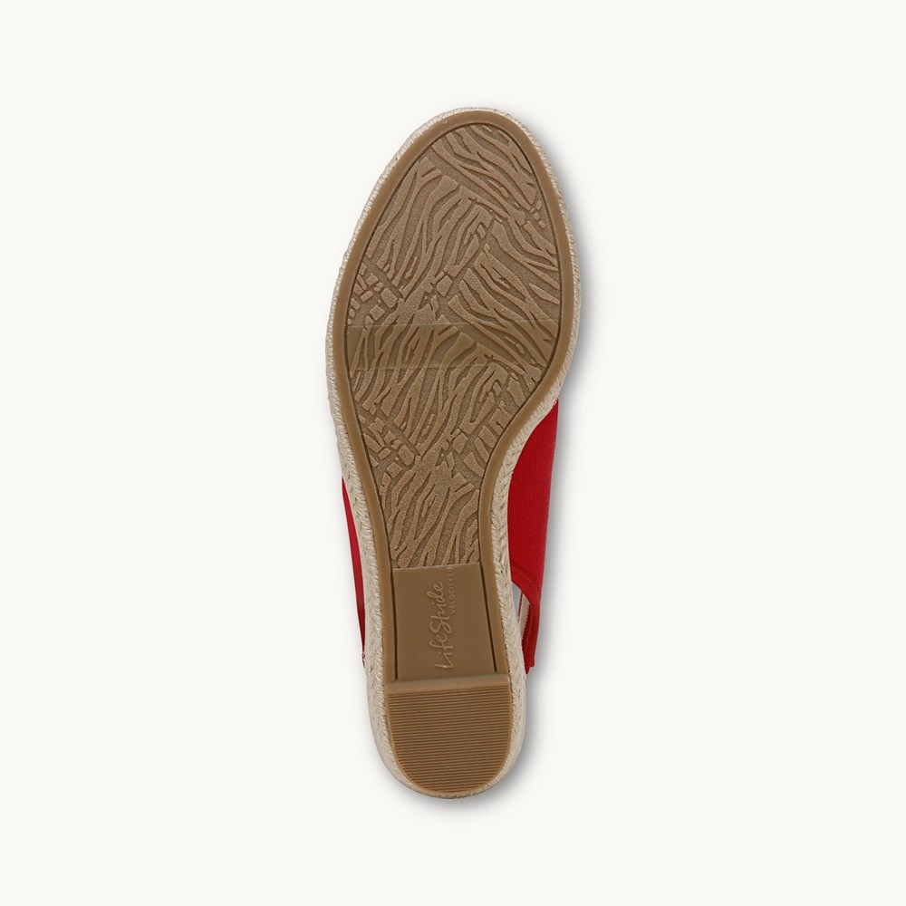 LifeStride Kayden Espadrille Wedge - Fire Red Fabric