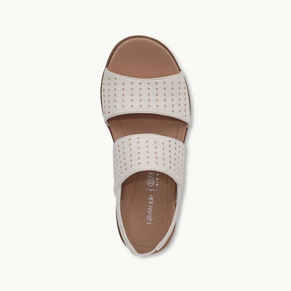 LifeStride Festive Slingback Wedge Sandal - Eggnog Stretch Fabric