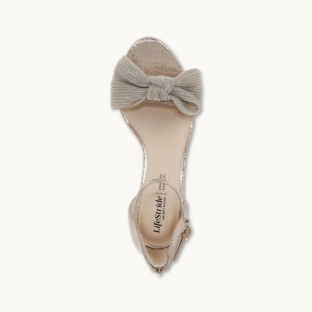 LifeStride Florence Bow Dress Sandal - Platino Faux Leather
