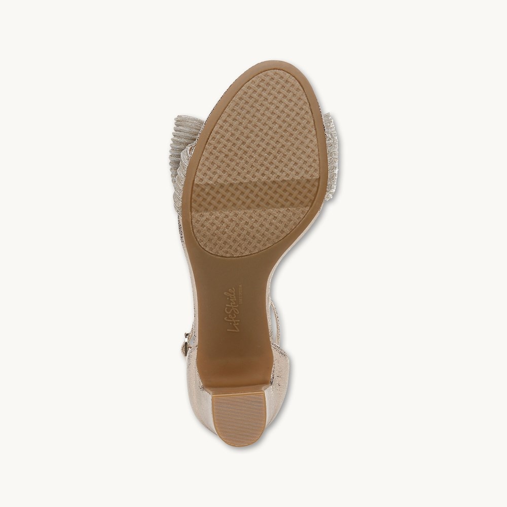 LifeStride Florence Bow Dress Sandal - Platino Faux Leather