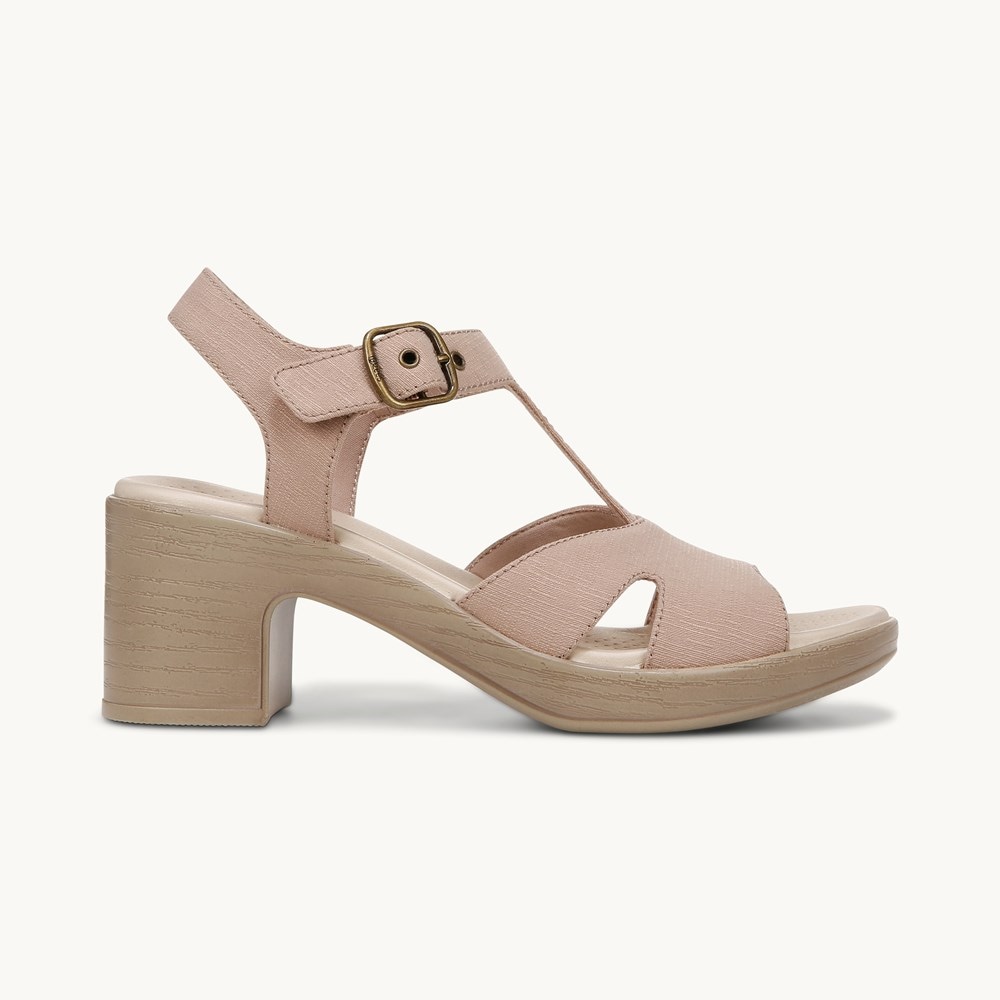 LifeStride Everly Block Heel Sandal - Biscotti Beige Fabric