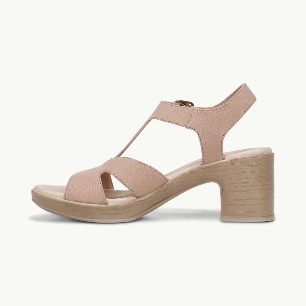 LifeStride Everly Block Heel Sandal - Biscotti Beige Fabric