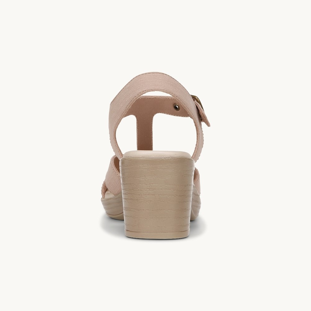 LifeStride Everly Block Heel Sandal - Biscotti Beige Fabric